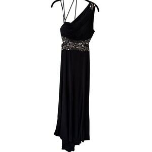 Blondie Nites by Stacy Sklar Black One Shoulder Beaded Cutout Formal Gown Size 5